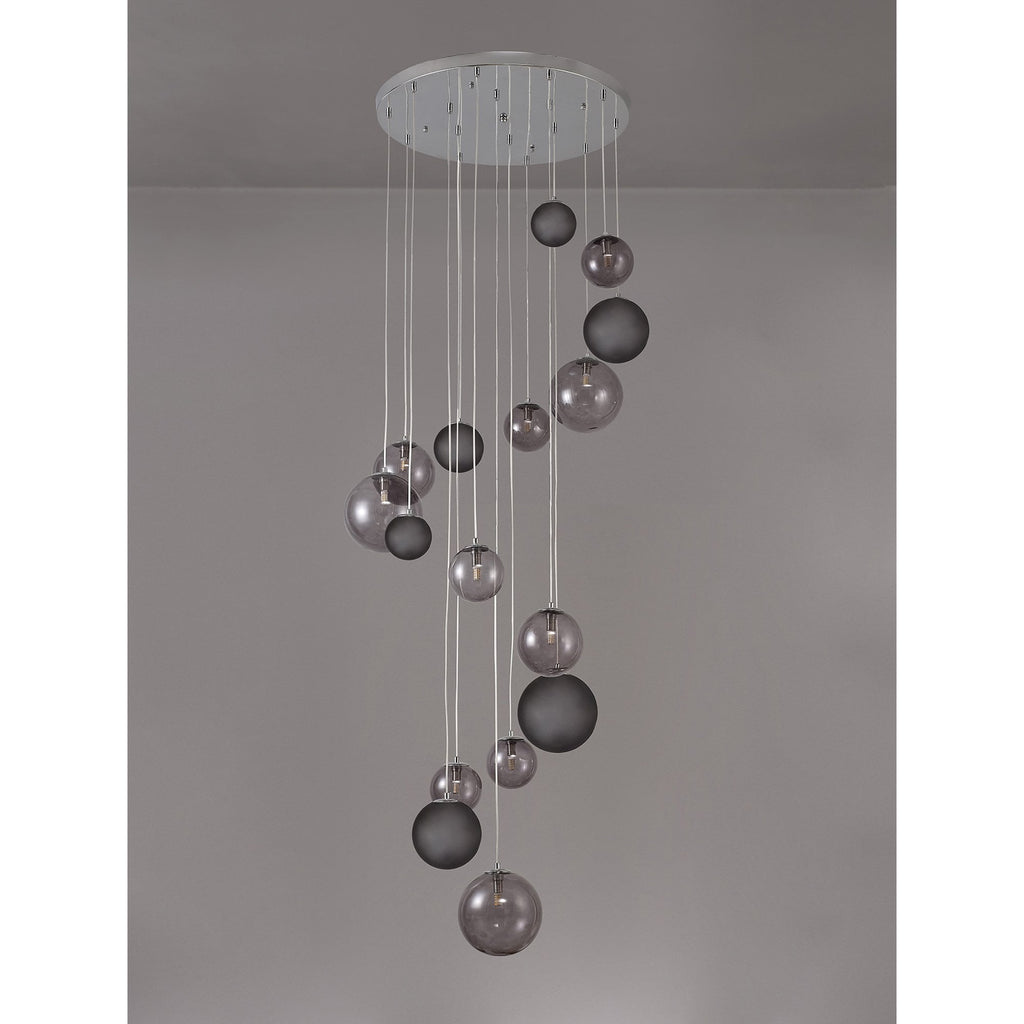 NL76599 Rome Pendant 16 Light Polished Chrome/Smoked Glass