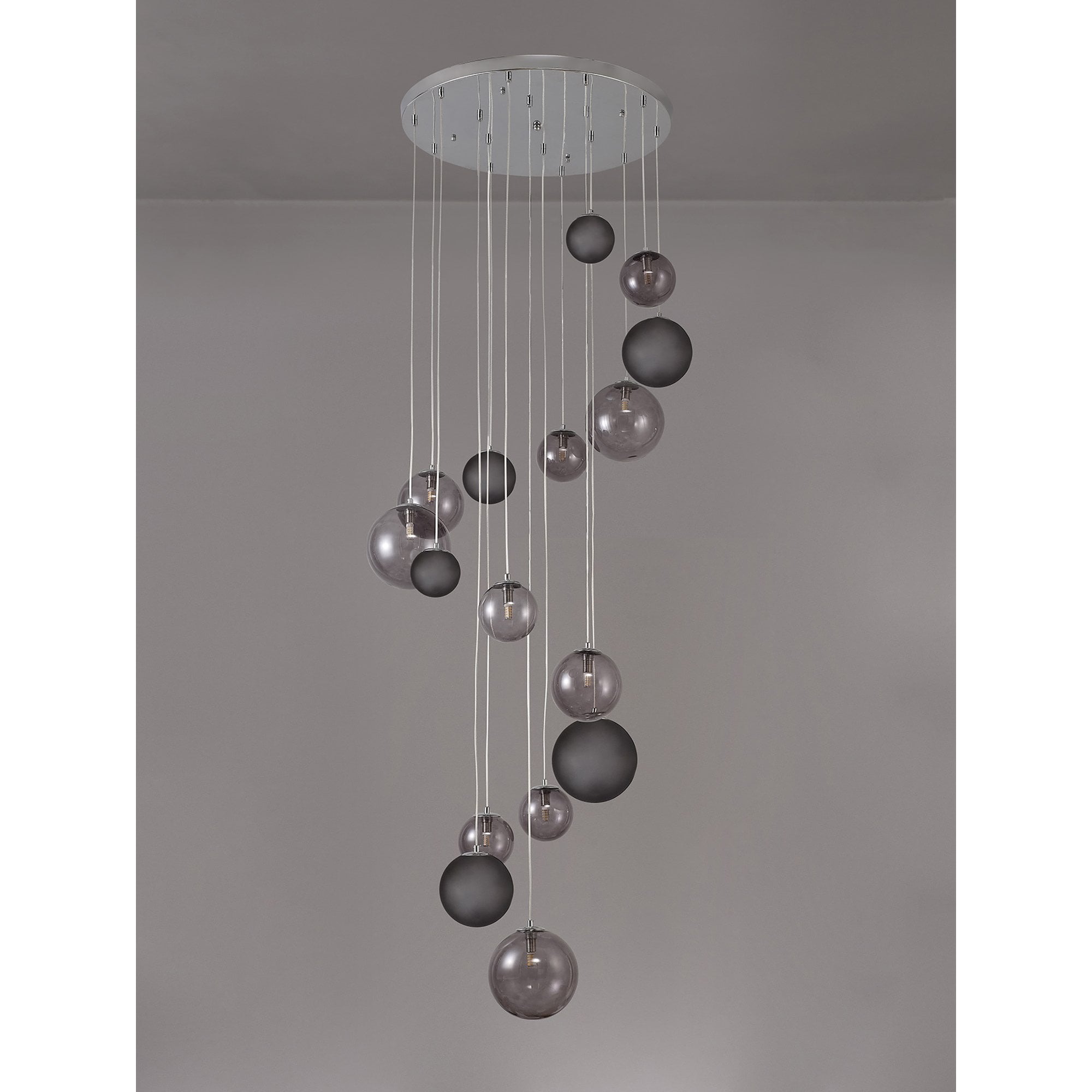 NL76599 Rome Pendant 16 Light Polished Chrome/Smoked Glass