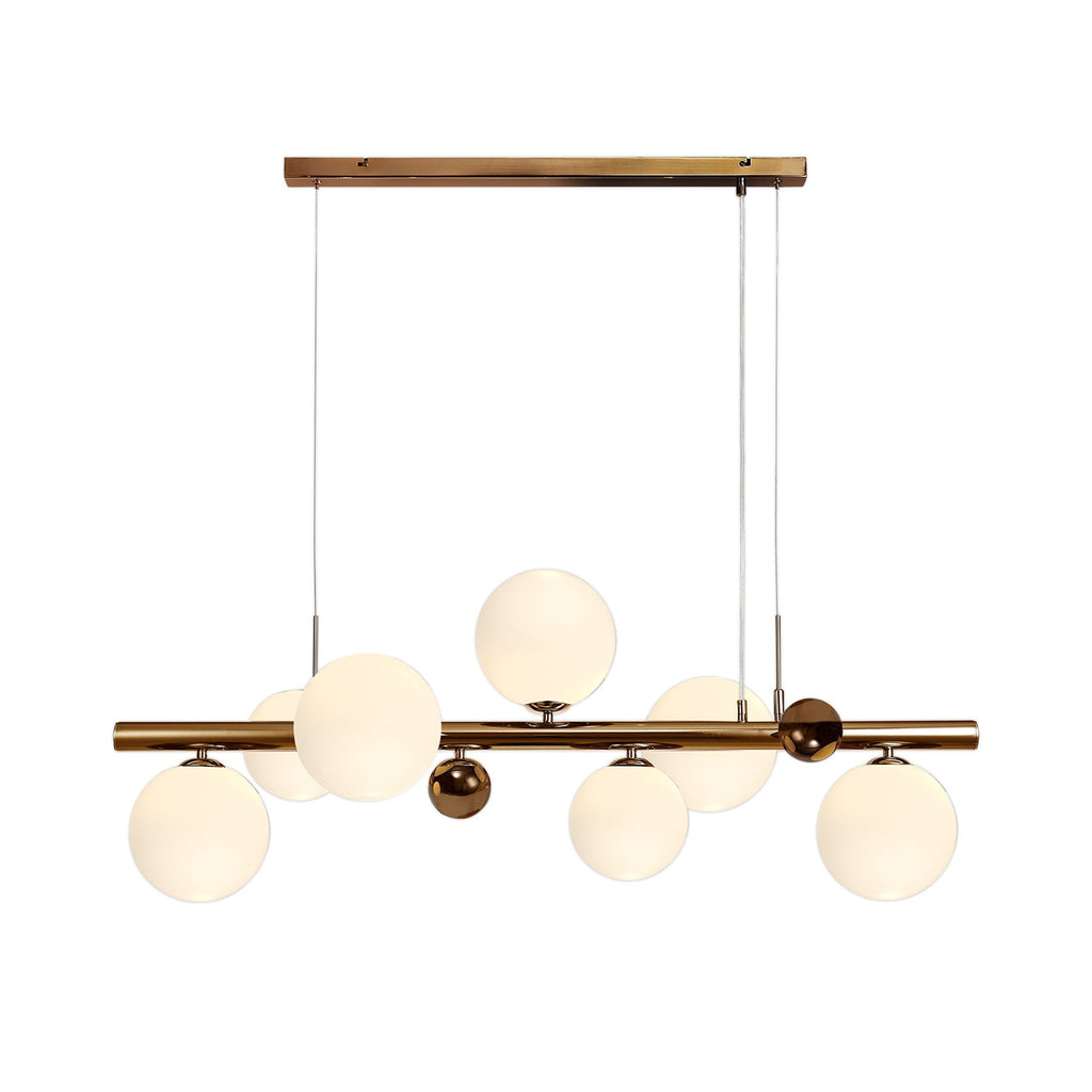 NL76619 Rome Pendant 7 Light Antique Copper/Opal & Copper Glass
