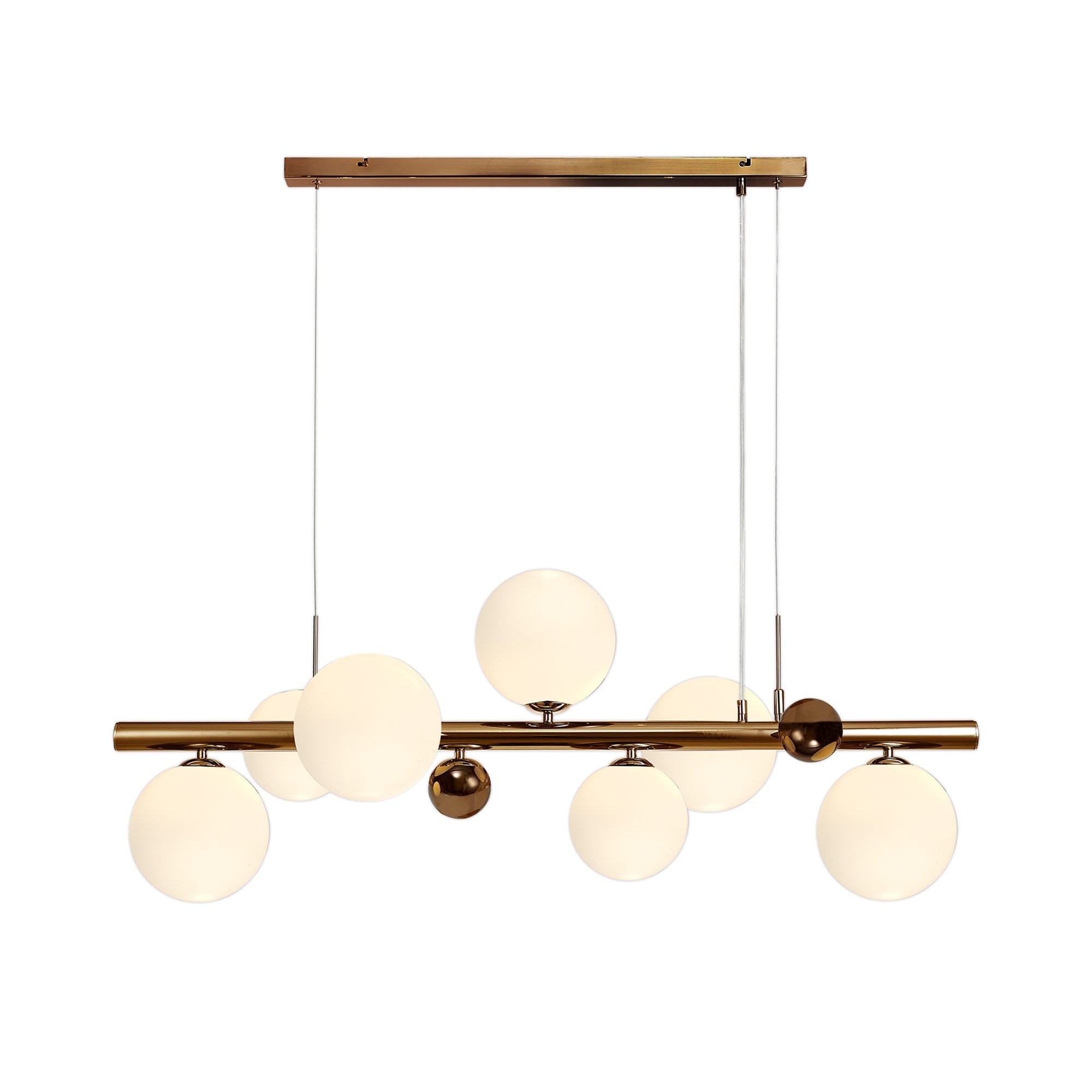 NL76619 Rome Pendant 7 Light Antique Copper/Opal & Copper Glass