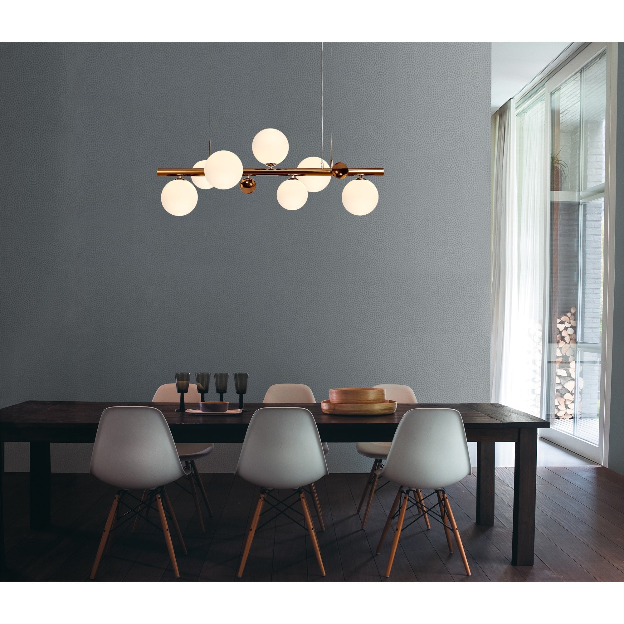 NL76619 Rome Pendant 7 Light Antique Copper/Opal & Copper Glass