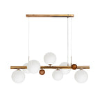 NL76619 Rome Pendant 7 Light Antique Copper/Opal & Copper Glass