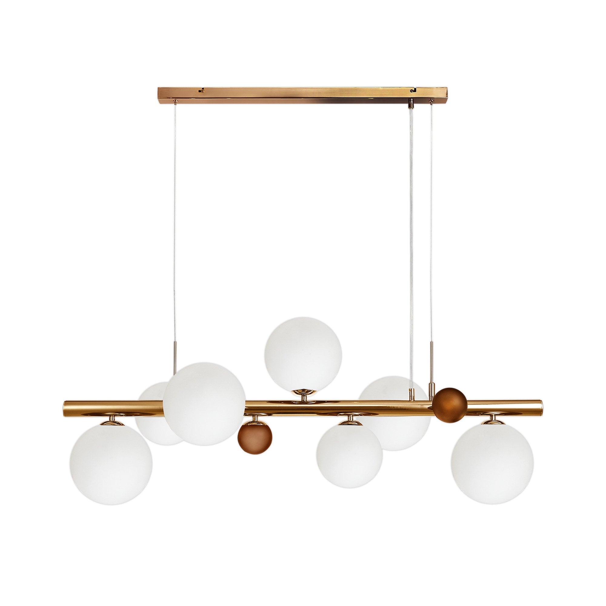NL76619 Rome Pendant 7 Light Antique Copper/Opal & Copper Glass