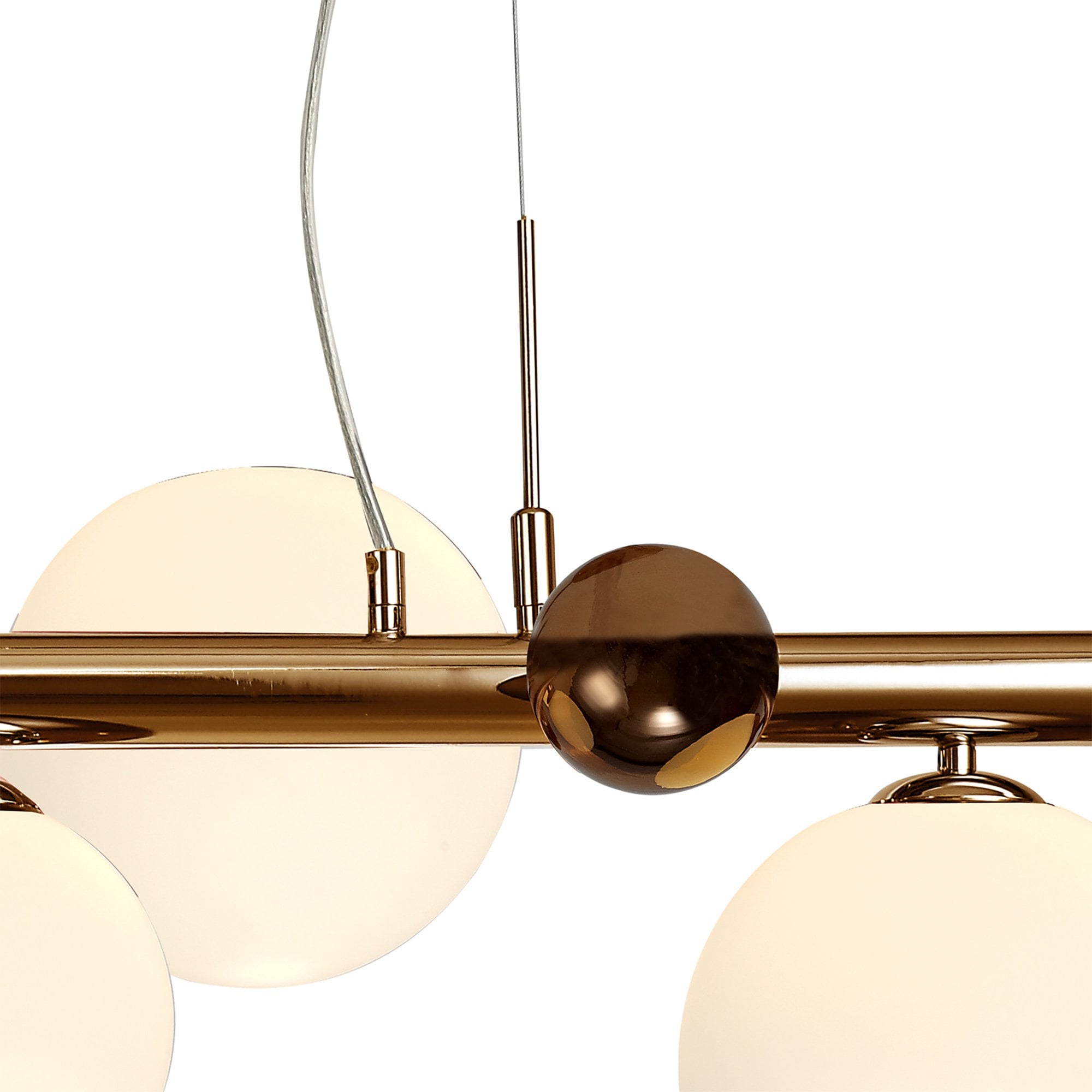 NL76619 Rome Pendant 7 Light Antique Copper/Opal & Copper Glass