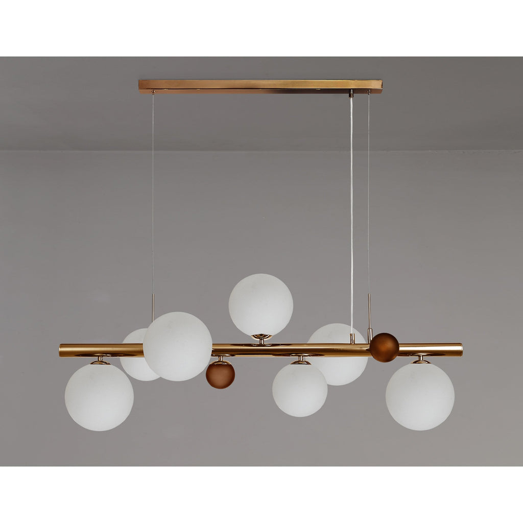 NL76619 Rome Pendant 7 Light Antique Copper/Opal & Copper Glass