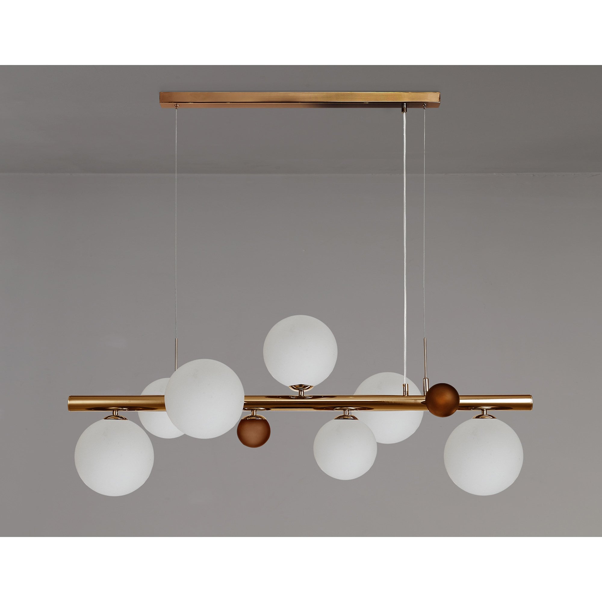 NL76619 Rome Pendant 7 Light Antique Copper/Opal & Copper Glass