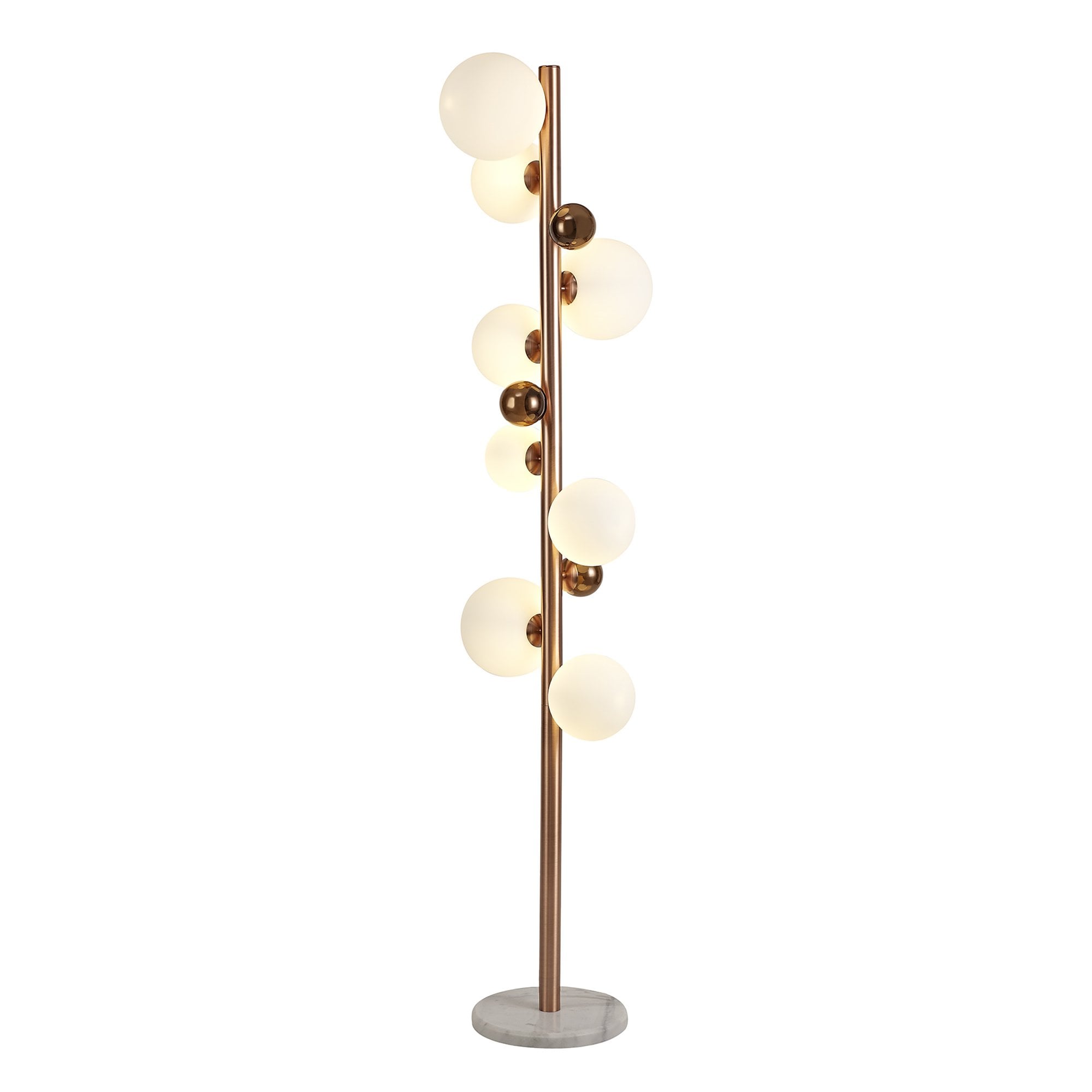 Rome Floor  Lamp 8 Light Antique Copper/Opal & Copper Glass