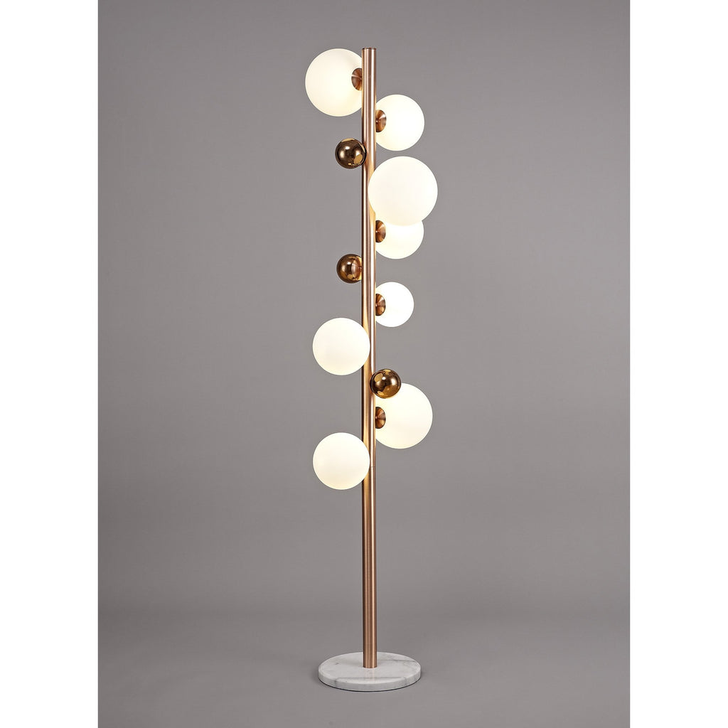 NL76629 Rome Floor Lamp 8 Light Antique Copper/Opal & Copper Glass