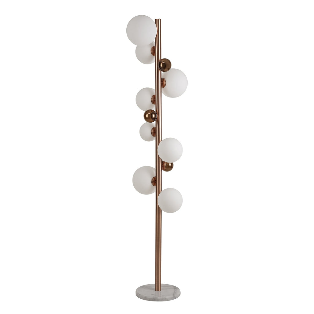 NL76629 Rome Floor Lamp 8 Light Antique Copper/Opal & Copper Glass