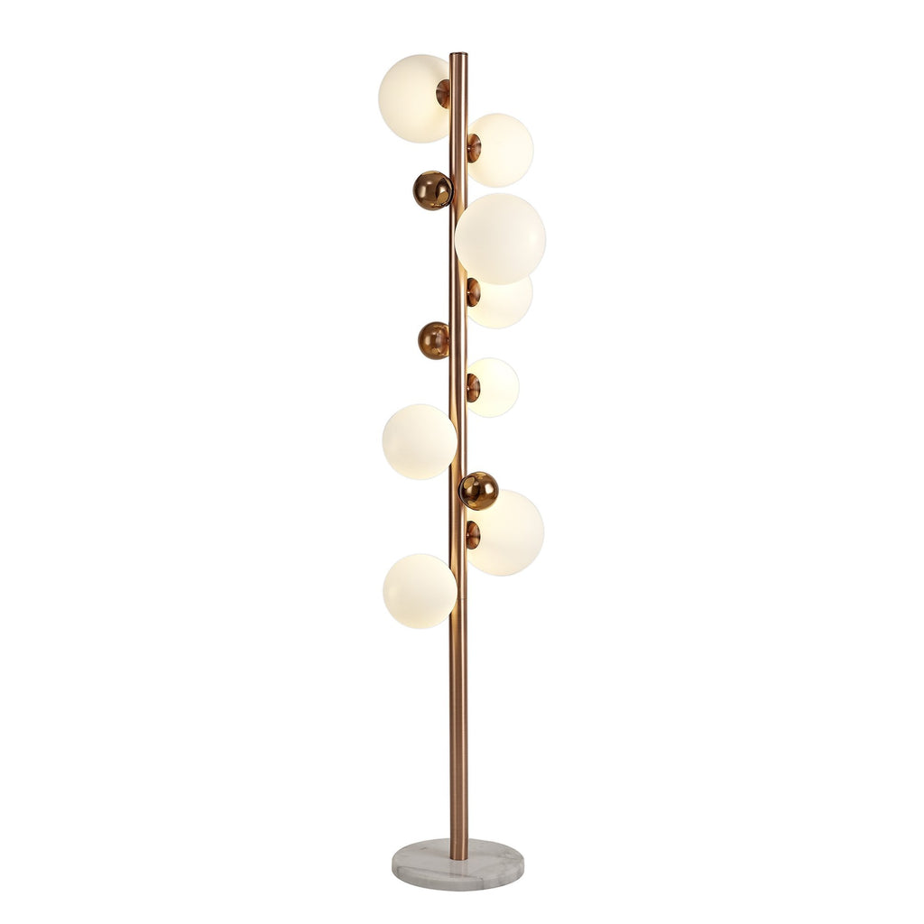 NL76629 Rome Floor Lamp 8 Light Antique Copper/Opal & Copper Glass