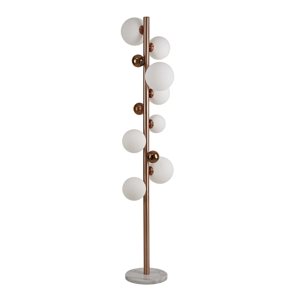 NL76629 Rome Floor Lamp 8 Light Antique Copper/Opal & Copper Glass