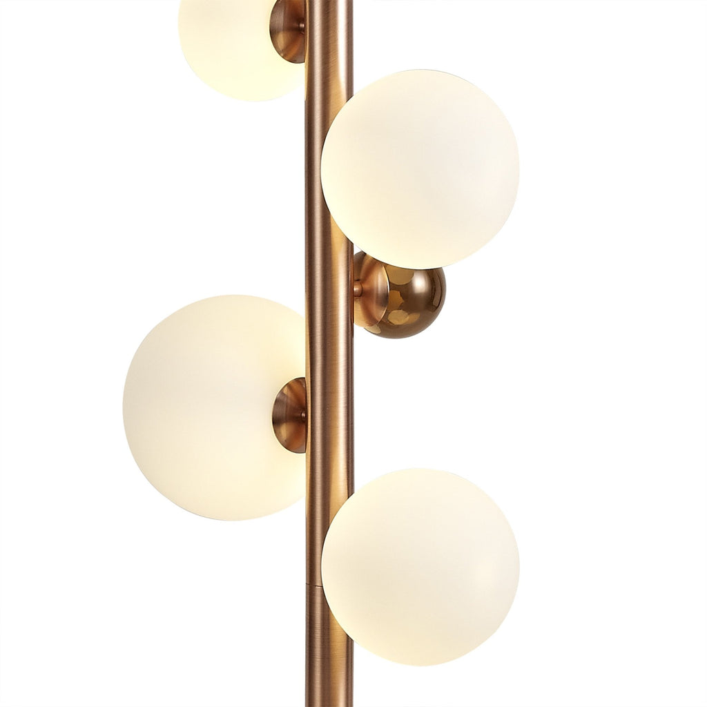 NL76629 Rome Floor Lamp 8 Light Antique Copper/Opal & Copper Glass