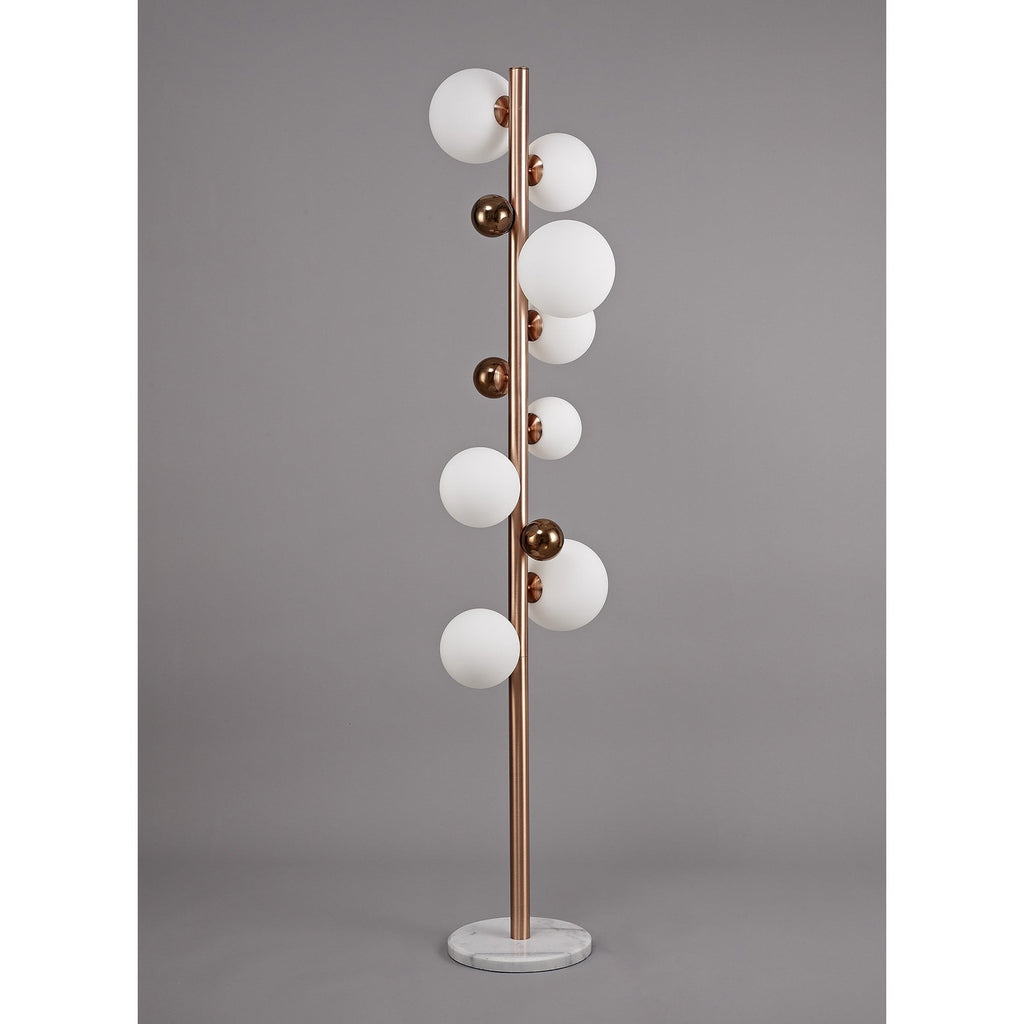 NL76629 Rome Floor Lamp 8 Light Antique Copper/Opal & Copper Glass