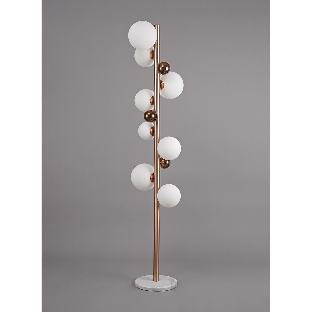 NL76629 Rome Floor Lamp 8 Light Antique Copper/Opal & Copper Glass