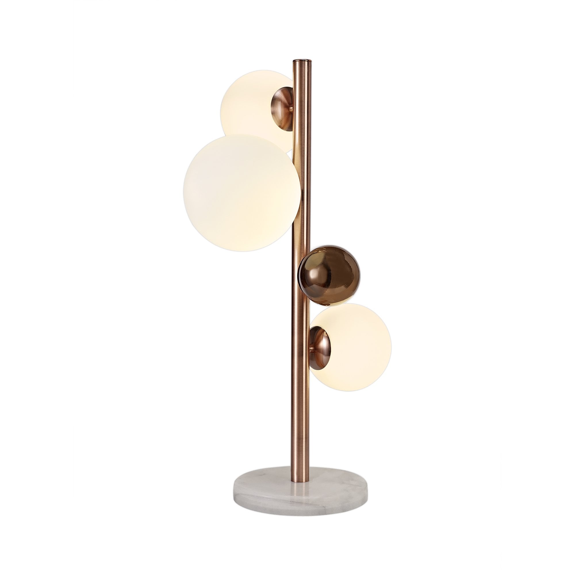 Rome Table  Lamp 3 Light Antique Copper/Opal & Copper Glass