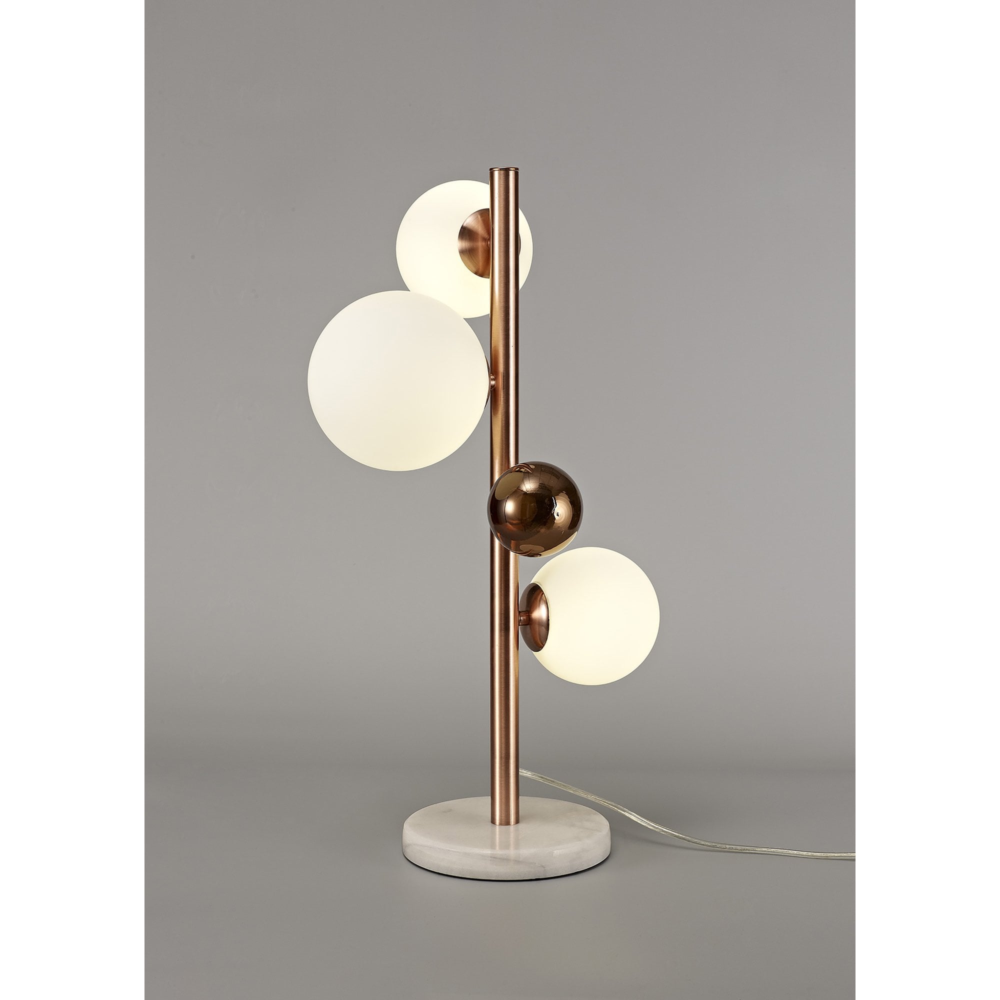 Rome Table  Lamp 3 Light Antique Copper/Opal & Copper Glass