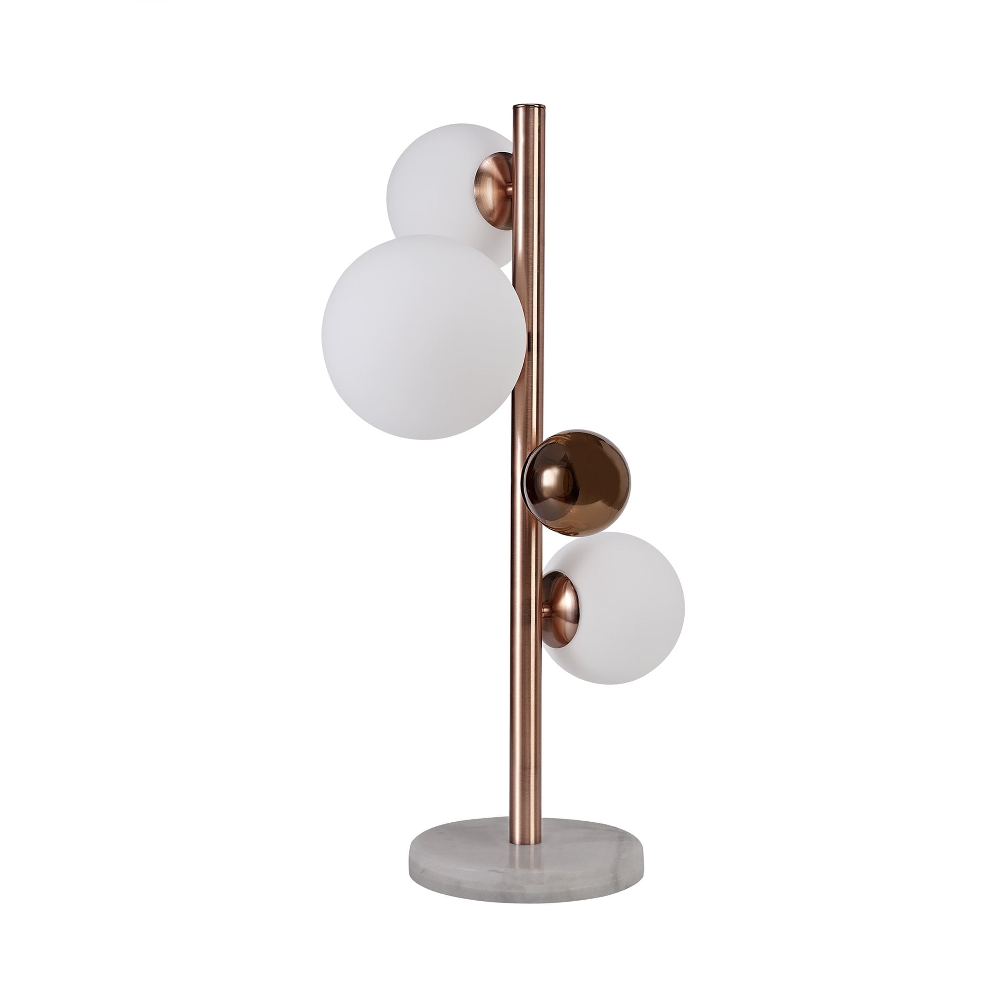 Rome Table  Lamp 3 Light Antique Copper/Opal & Copper Glass