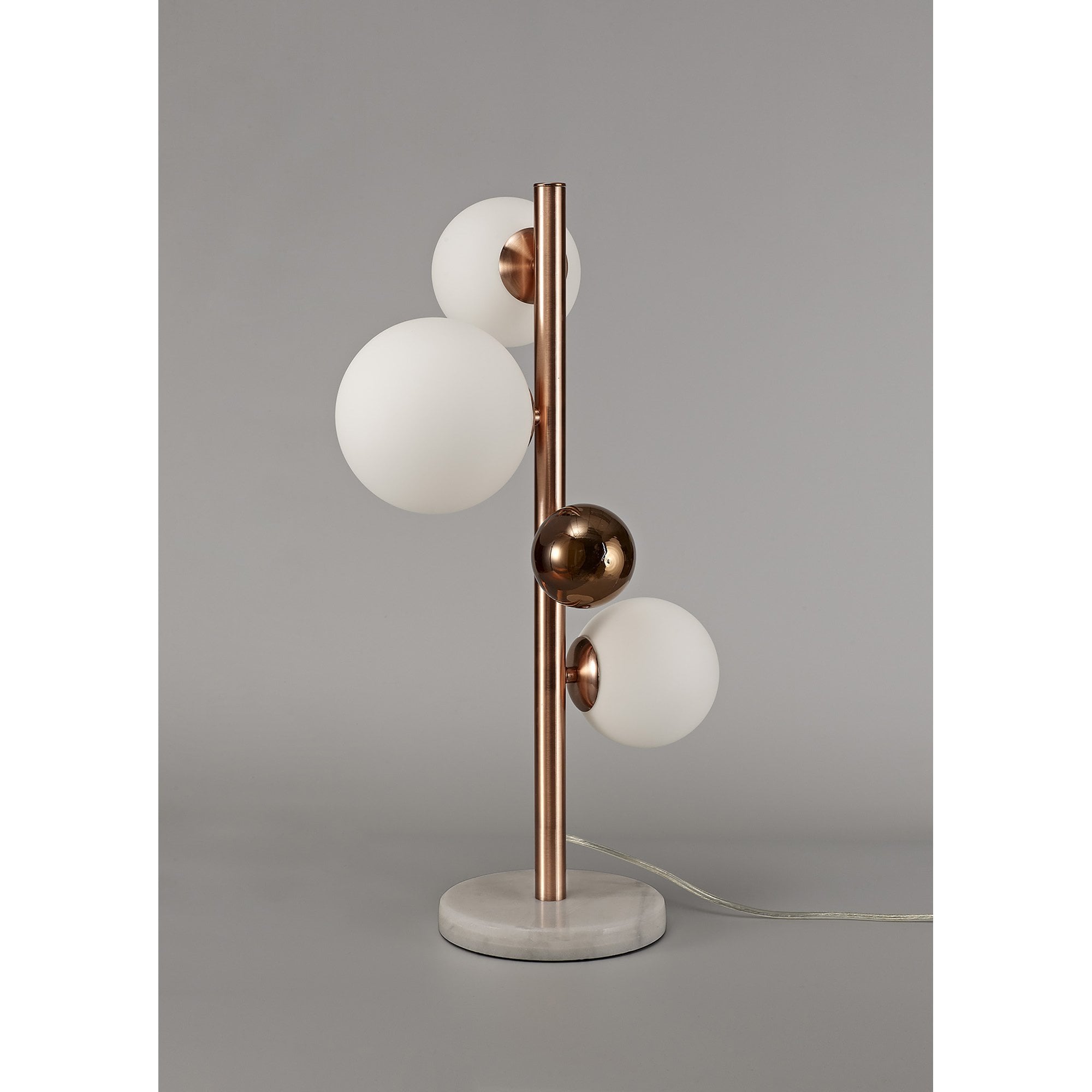 Rome Table  Lamp 3 Light Antique Copper/Opal & Copper Glass