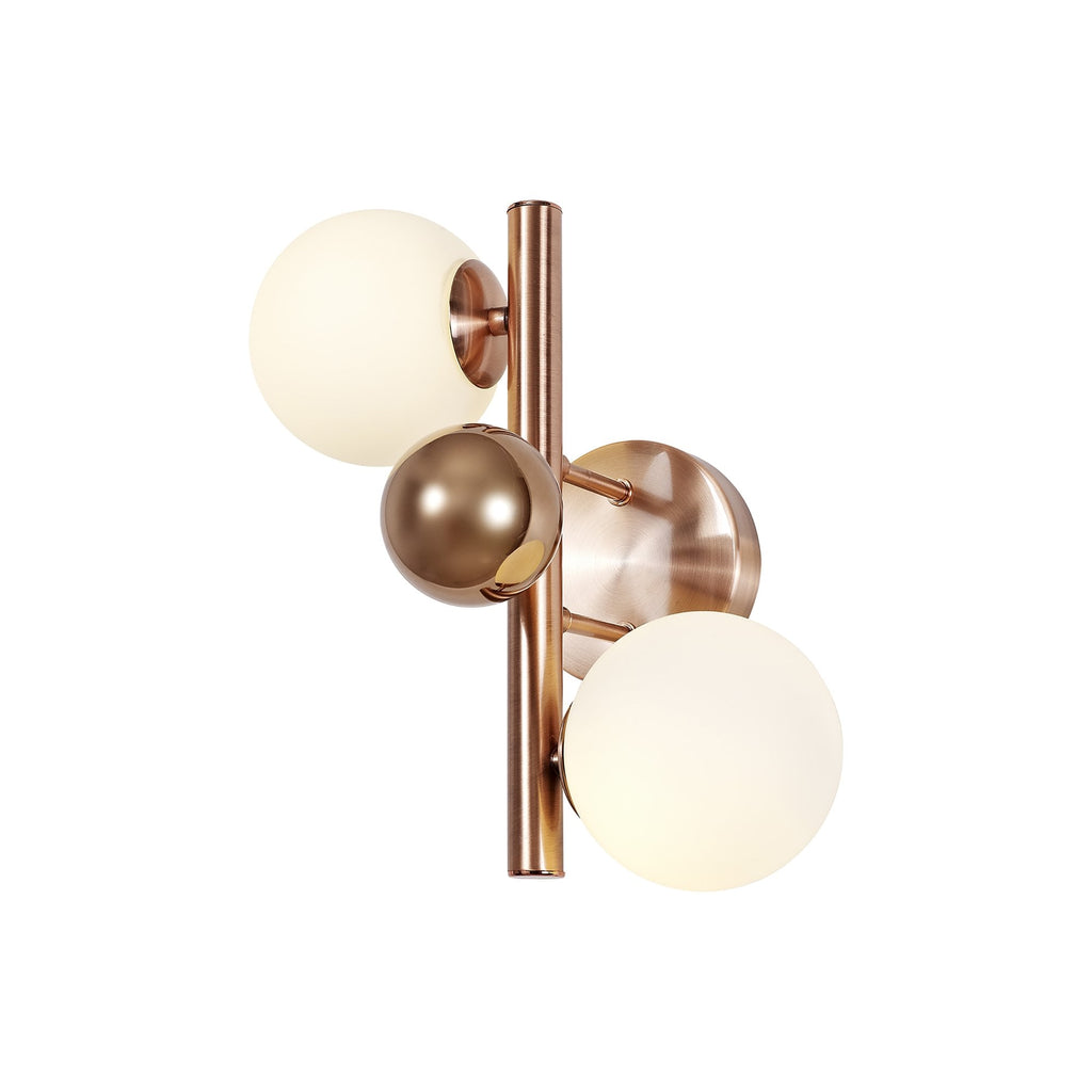 NL76649 Rome Wall Lamp 2 Light Antique Copper/Opal & Copper Glass