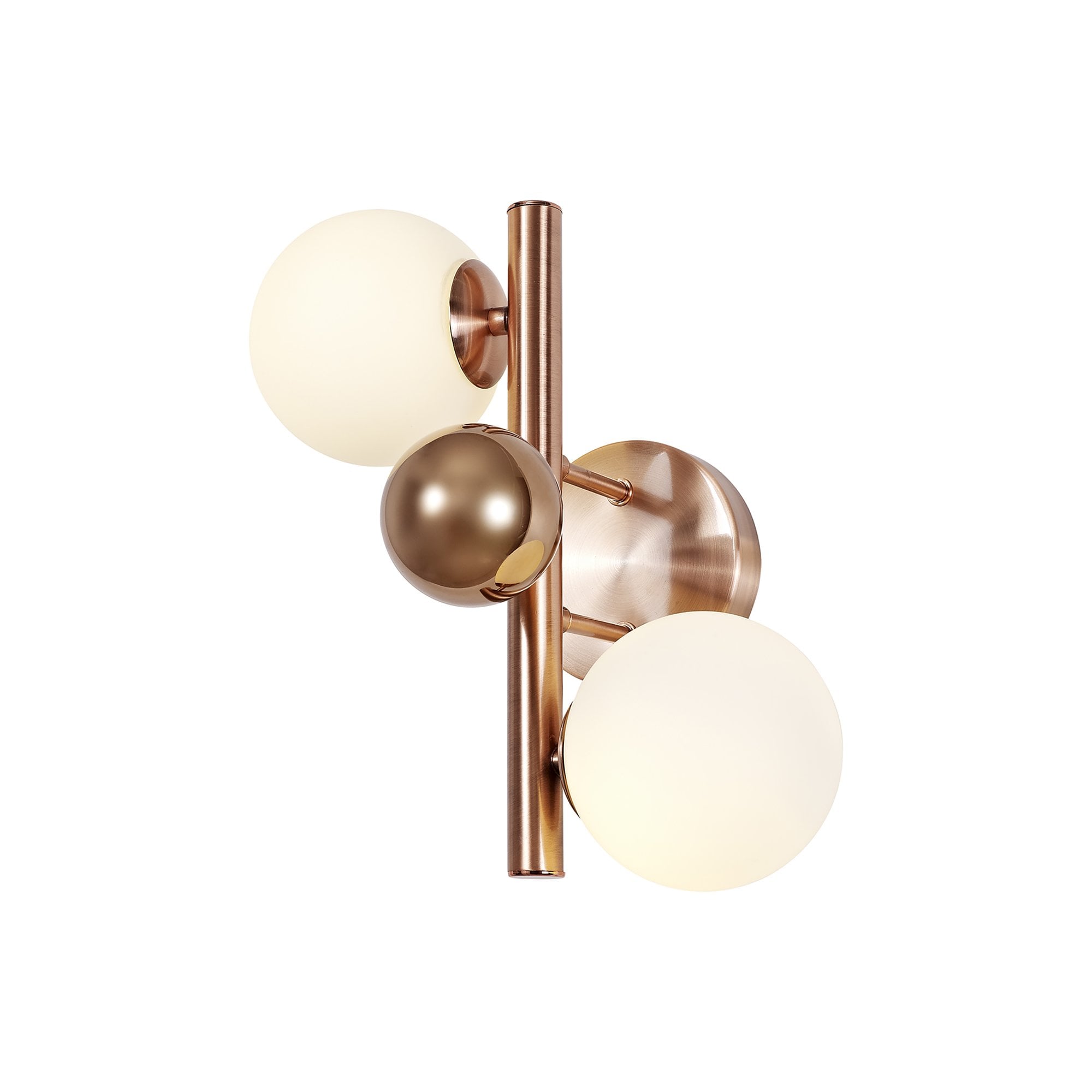 NL76649 Rome Wall Lamp 2 Light Antique Copper/Opal & Copper Glass