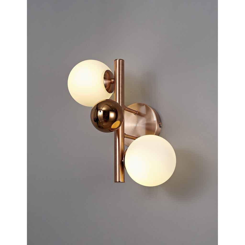 NL76649 Rome Wall Lamp 2 Light Antique Copper/Opal & Copper Glass
