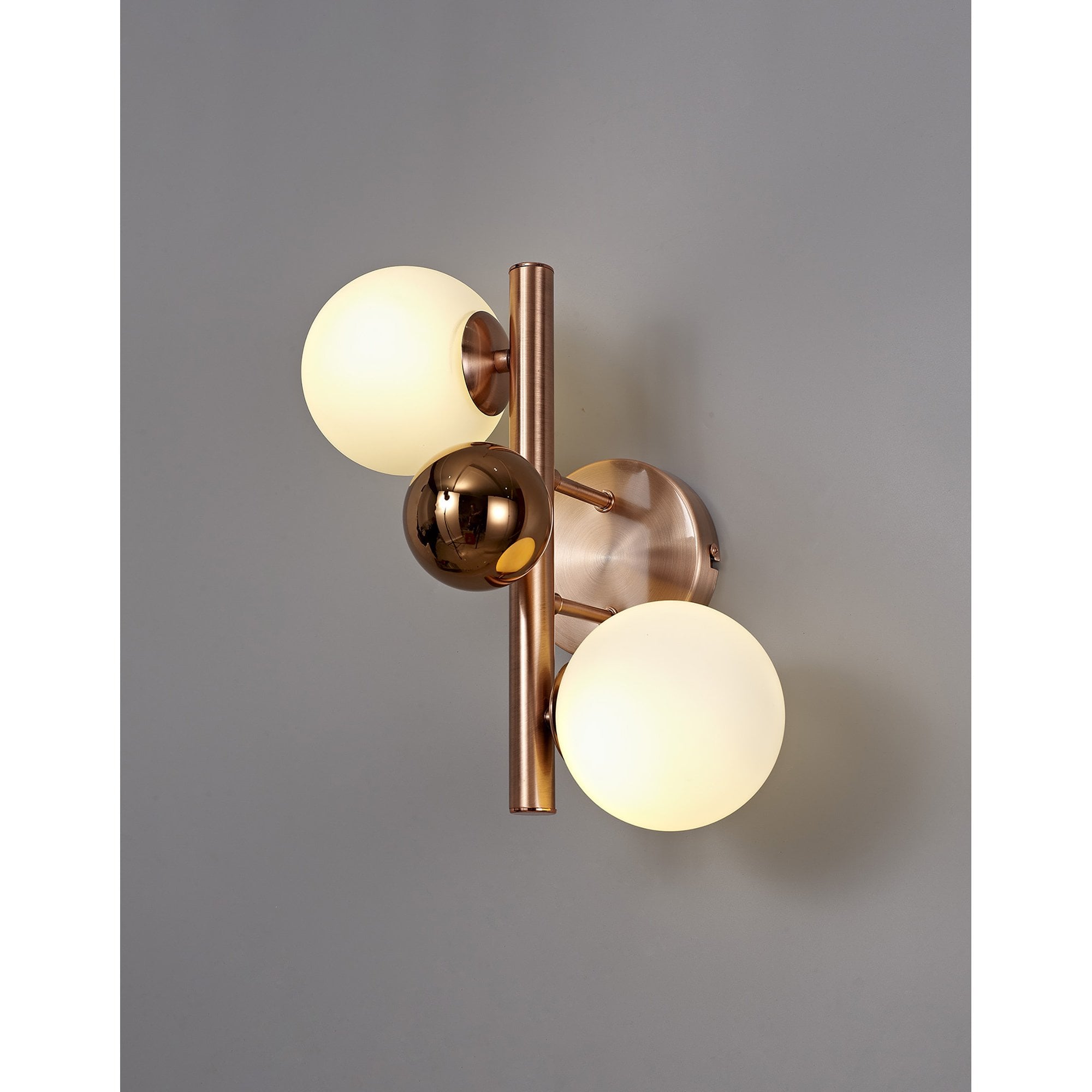 NL76649 Rome Wall Lamp 2 Light Antique Copper/Opal & Copper Glass