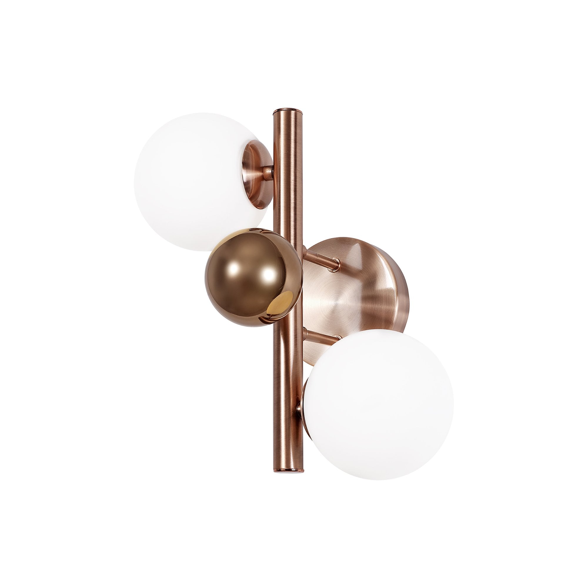 NL76649 Rome Wall Lamp 2 Light Antique Copper/Opal & Copper Glass