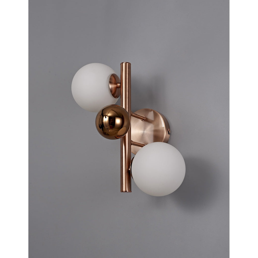 NL76649 Rome Wall Lamp 2 Light Antique Copper/Opal & Copper Glass