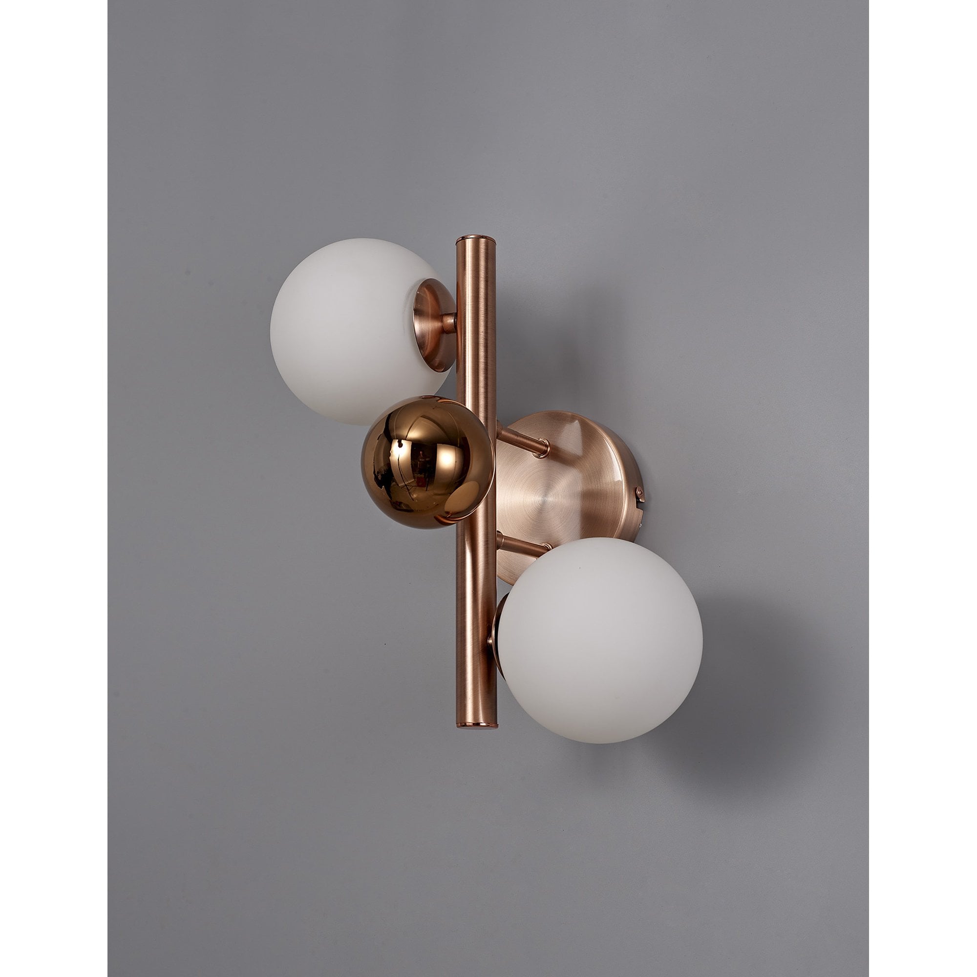 NL76649 Rome Wall Lamp 2 Light Antique Copper/Opal & Copper Glass