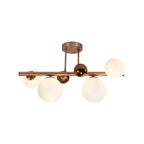NL76659 Rome Semi Flush Ceiling  Light 4 Light Antique Copper/Opal & Copper Glass