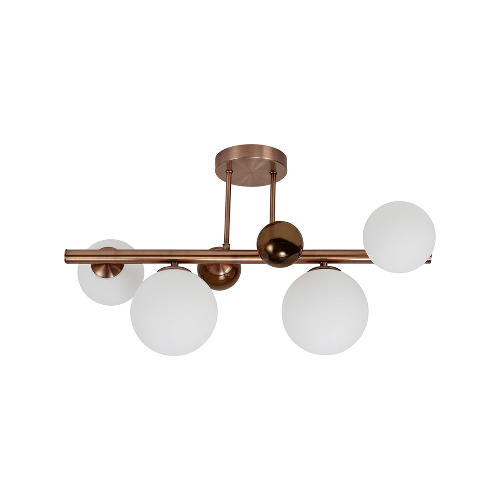 NL76659 Rome Semi Flush Ceiling  Light 4 Light Antique Copper/Opal & Copper Glass