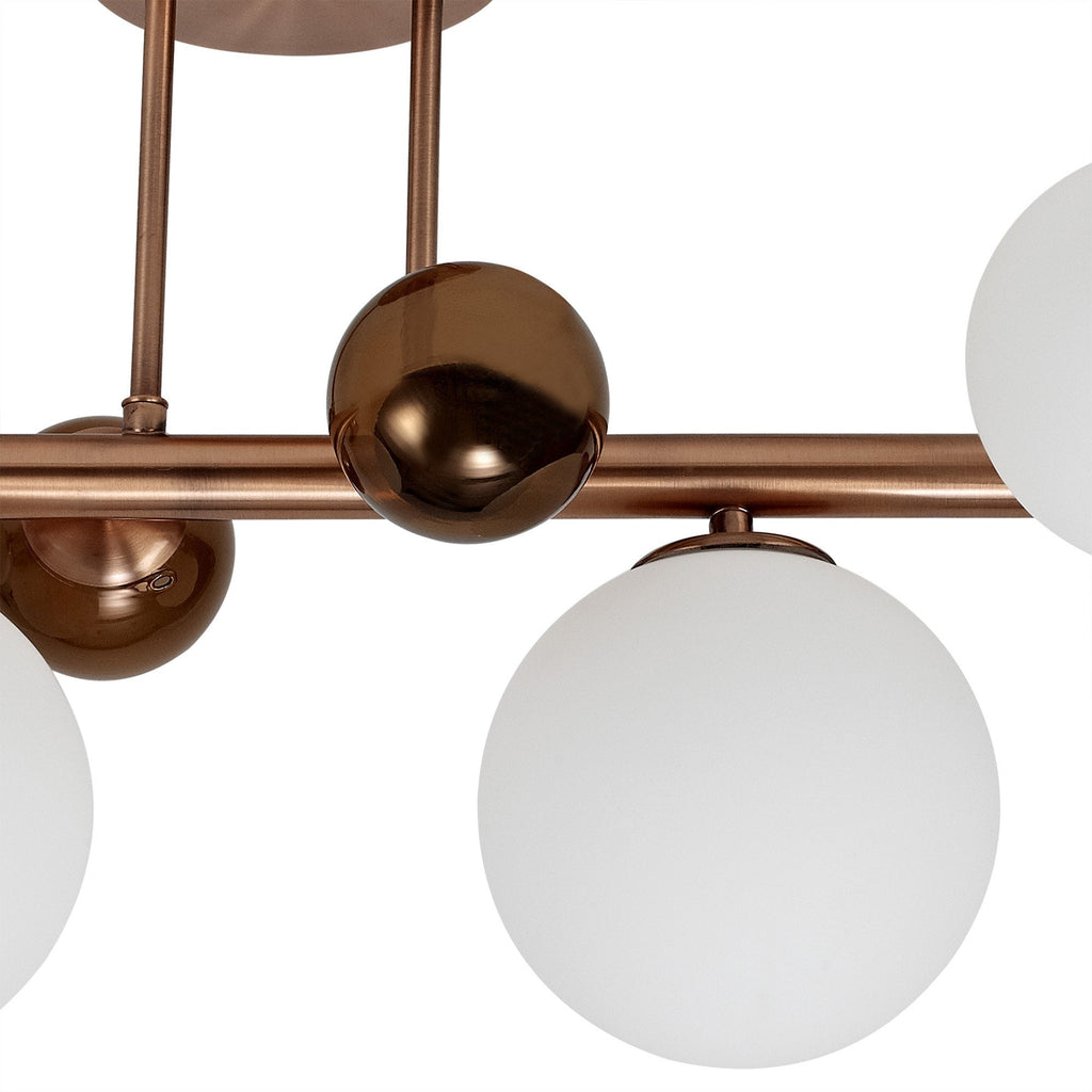 NL76659 Rome Semi Flush Ceiling  Light 4 Light Antique Copper/Opal & Copper Glass