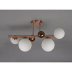 NL76659 Rome Semi Flush Ceiling  Light 4 Light Antique Copper/Opal & Copper Glass