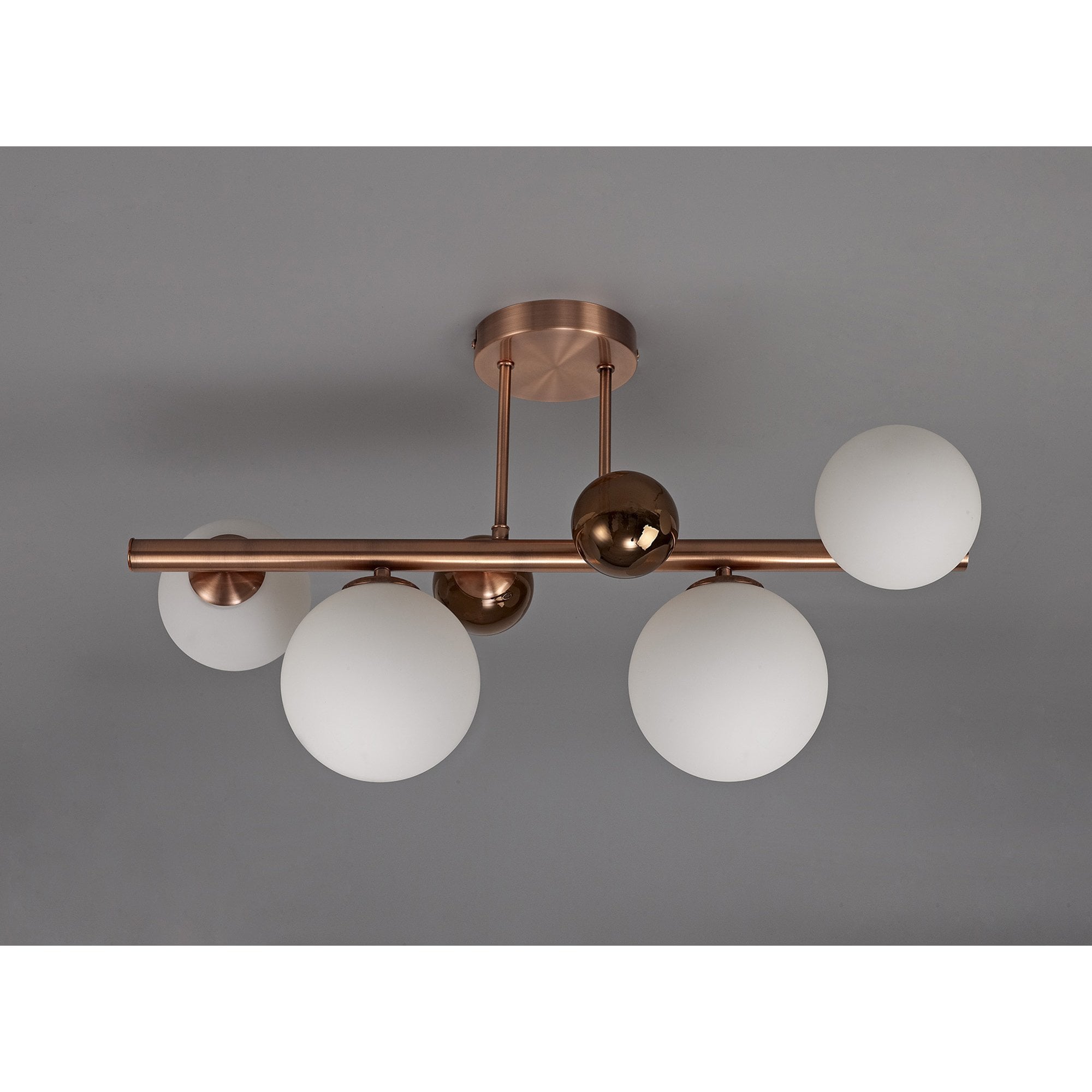 NL76659 Rome Semi Flush Ceiling  Light 4 Light Antique Copper/Opal & Copper Glass