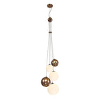 NL76669 Rome Pendant 5 Light Antique Copper/Opal & Copper Glass