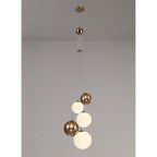 NL76669 Rome Pendant 5 Light Antique Copper/Opal & Copper Glass