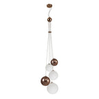 NL76669 Rome Pendant 5 Light Antique Copper/Opal & Copper Glass