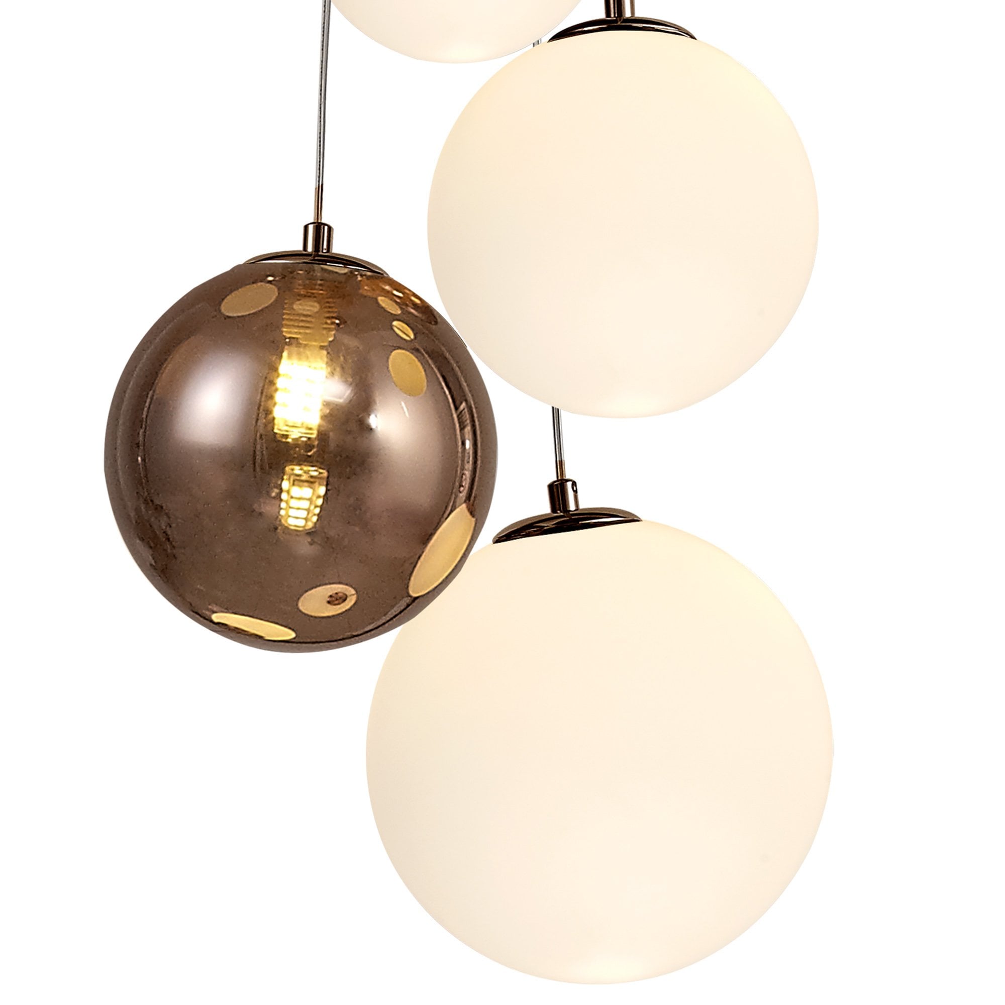 NL76669 Rome Pendant 5 Light Antique Copper/Opal & Copper Glass