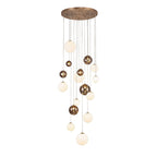 NL76679 Rome Pendant 16 Light Antique Copper/Opal & Copper Glass