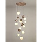 NL76679 Rome Pendant 16 Light Antique Copper/Opal & Copper Glass