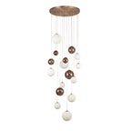 NL76679 Rome Pendant 16 Light Antique Copper/Opal & Copper Glass