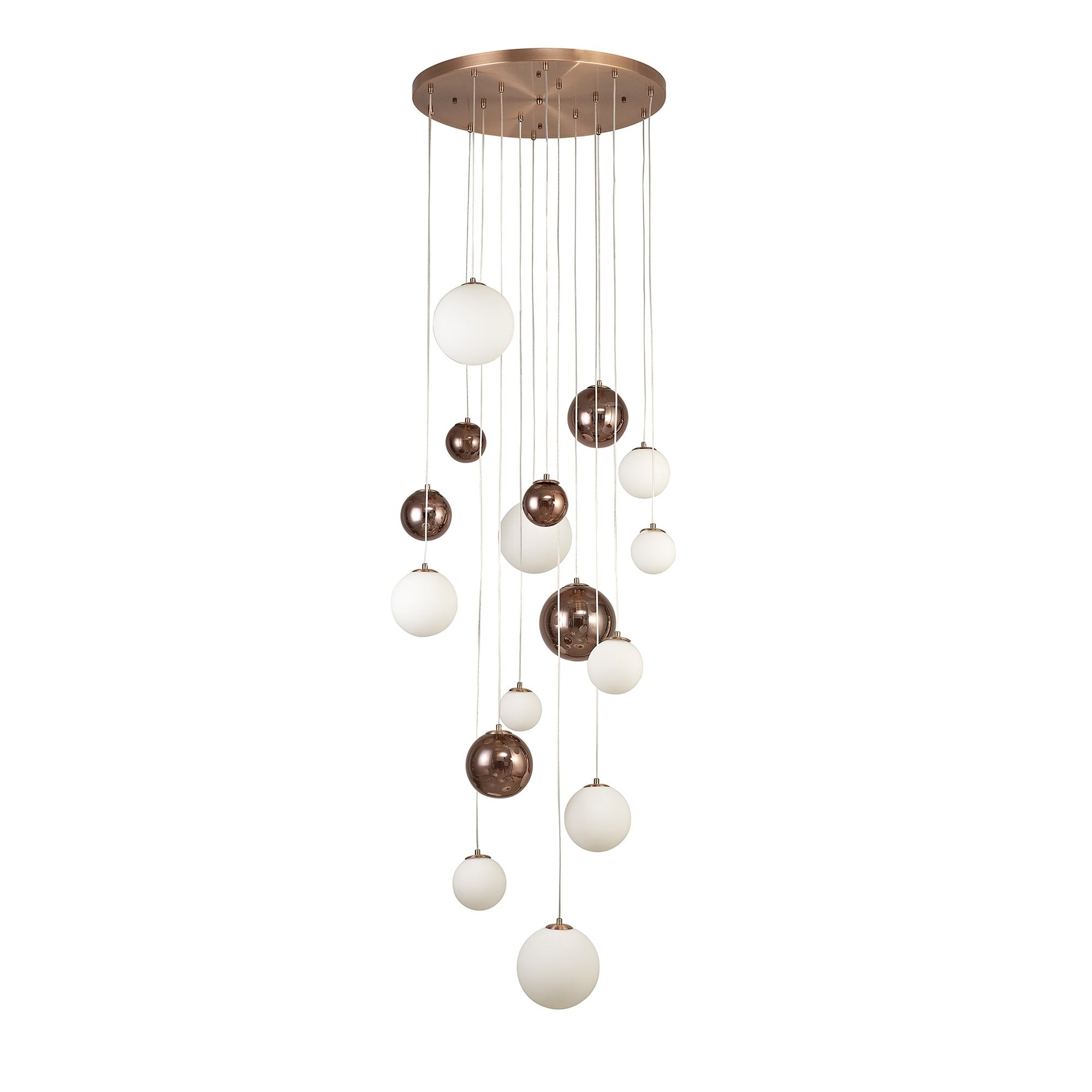 NL76679 Rome Pendant 16 Light Antique Copper/Opal & Copper Glass
