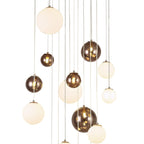 NL76679 Rome Pendant 16 Light Antique Copper/Opal & Copper Glass