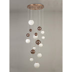 NL76679 Rome Pendant 16 Light Antique Copper/Opal & Copper Glass
