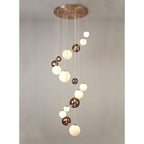 NL76679 Rome Pendant 16 Light Antique Copper/Opal & Copper Glass