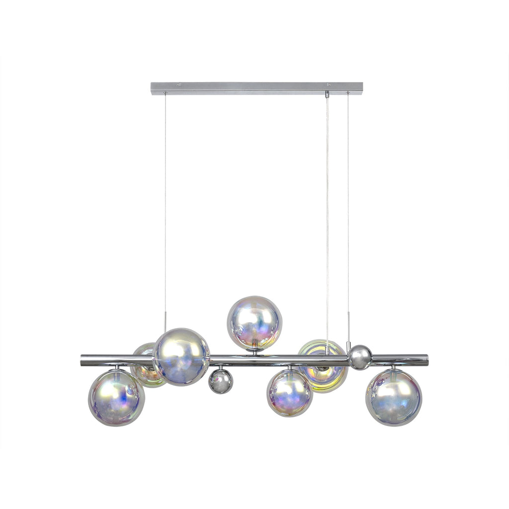 NL82519 Rome Linear 7 Light Pendant Polished Chrome/Iridescent Glass