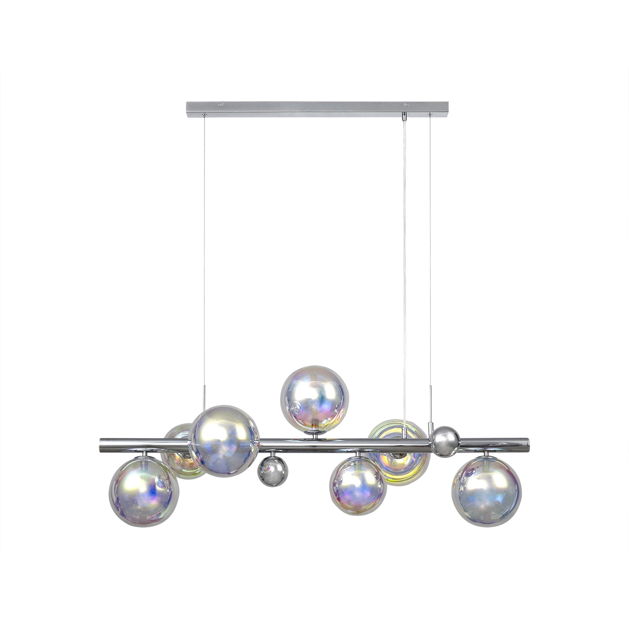 NL82519 Rome Linear 7 Light Pendant Polished Chrome/Iridescent Glass