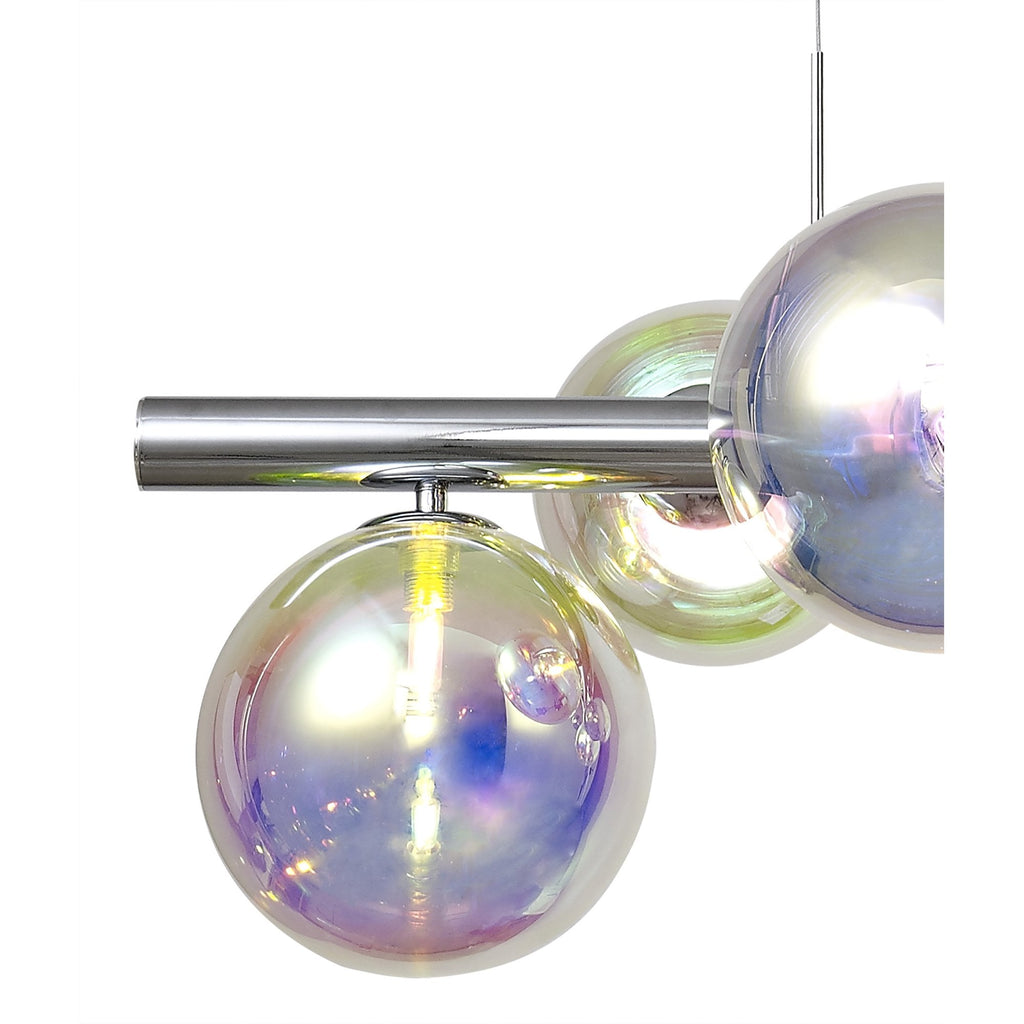 NL82519 Rome Linear 7 Light Pendant Polished Chrome/Iridescent Glass