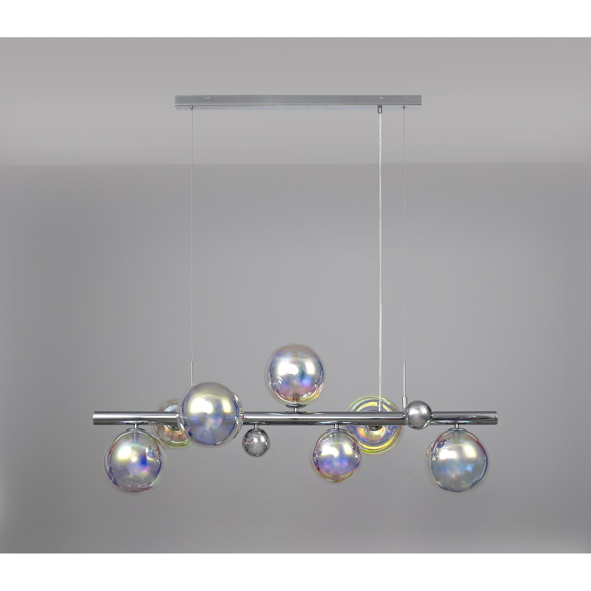 NL82519 Rome Linear 7 Light Pendant Polished Chrome/Iridescent Glass