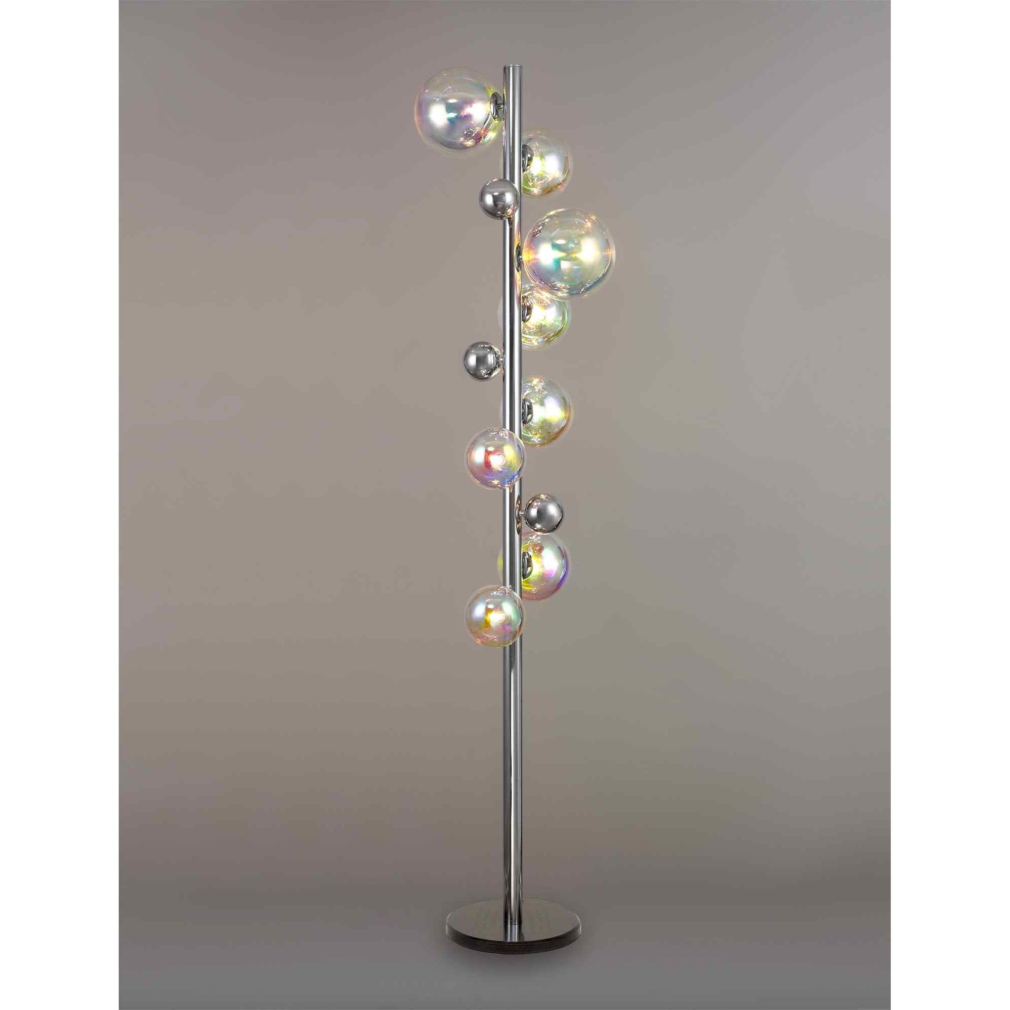 NL82529 Rome  8 Light Floor Lamp Polished Chrome/Iridescent Glass